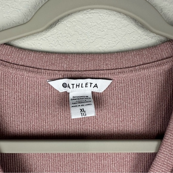 Athleta Pink Uptempo Ribbed Henley Long Sleeve Athleisure Minimalistic Top XL - Picture 3 of 6